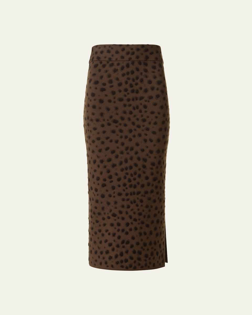 Leopard Jacquard Knit Midi Tube Skirt